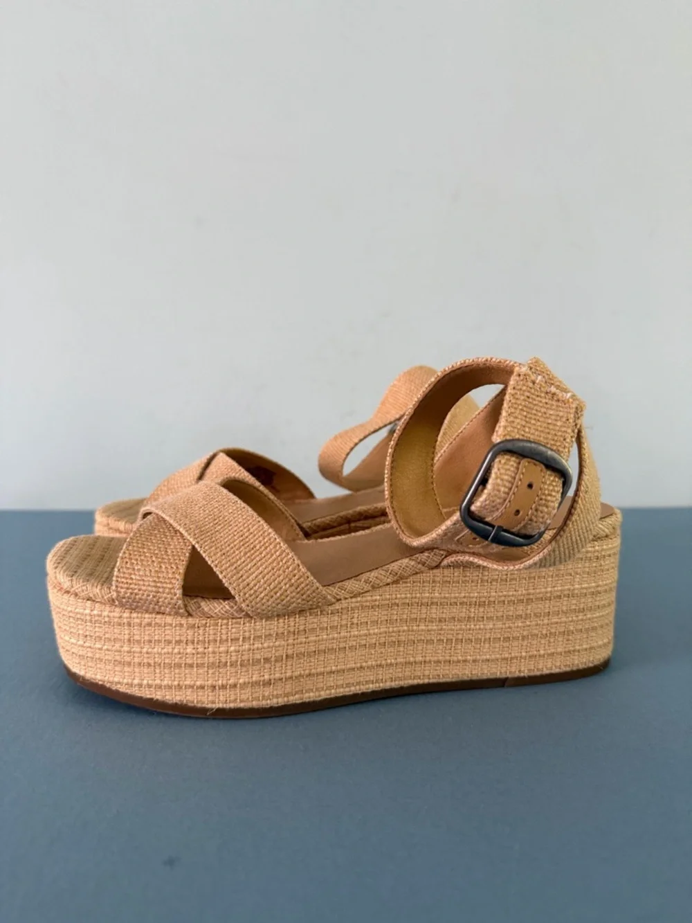 Lucky Brand‎ Bainda Natural Espadrille Wedge Ankle Strap Sandals